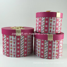 Custom Printed Cosmetics Round Paper Gift Box Sets with Ribbon